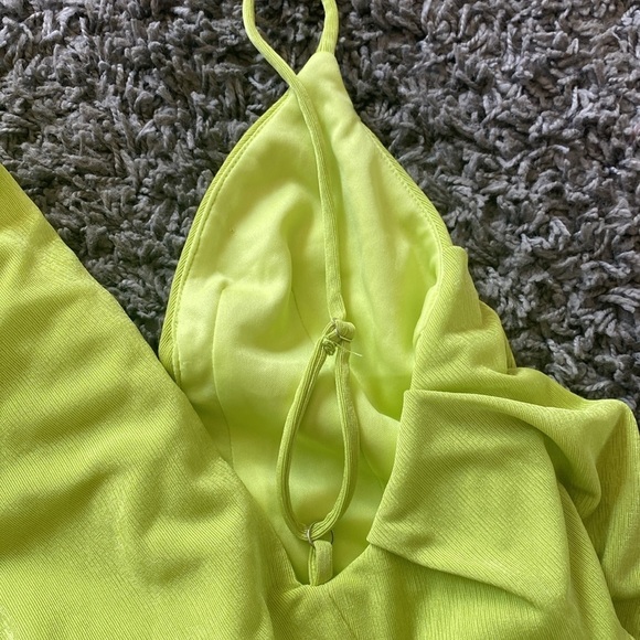 NWT Katie May Green Chartreuse Gown Open Slit Size Small - Picture 10 of 12